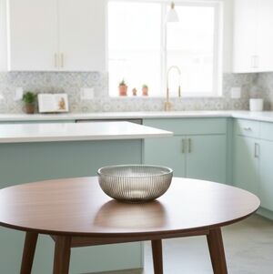 E.O Brody Co. Smoked Glass Bow Ribbed Depression Cleveland OH. U.S.A. Mint